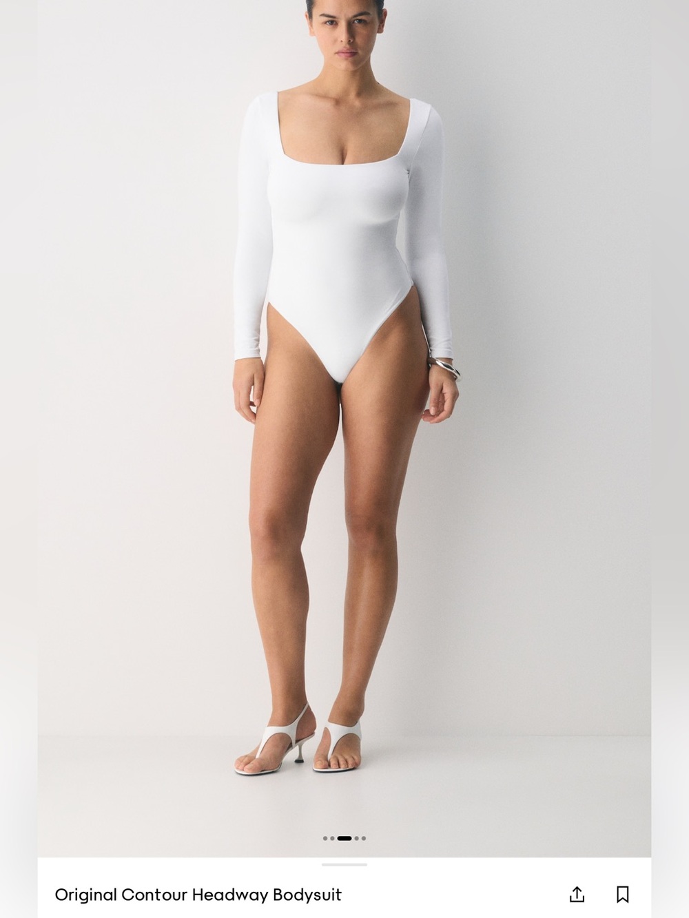 Aritzia White Long-Sleeve Scoop Neck Bodysuit